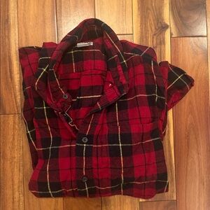 L.L. Bean Red and Black Plaid Casual Button Down Shirt